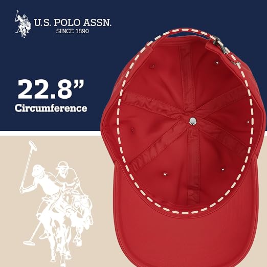 Polo Ralph Lauren Hat Cap Leather Strap Back Red Cotton Pony