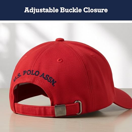 Polo Ralph Lauren Hat Cap Leather Strap Back Red Cotton Pony