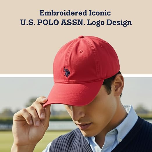 Polo Ralph Lauren Hat Cap Leather Strap Back Red Cotton Pony