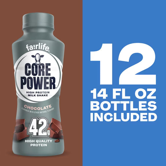 Core Power Elite High Protein Chocolate Shake – 42g Protein | 14oz Bottle | 12 Pack