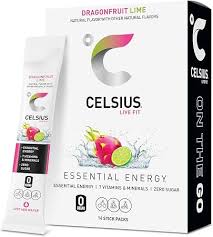 CELSIUS® On-the-Go Powder Sticks Dragonfruit Lime, Essential Energy 2.8 Oz (14 Sticks per Pack)