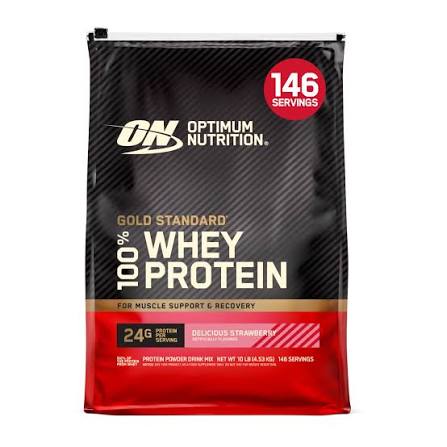 Optimum Nutrition Gold Standard 100% Whey Protein Powder – Delicious Strawberry, 10 Pound