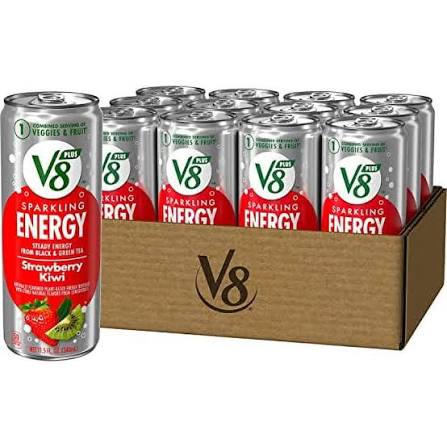 V8 +SPARKLING ENERGY Strawberry Kiwi Energy Drink, Made With Real Vegetable And Fruit Juices, 11.5 FL OZ Can (Pack Of 12)