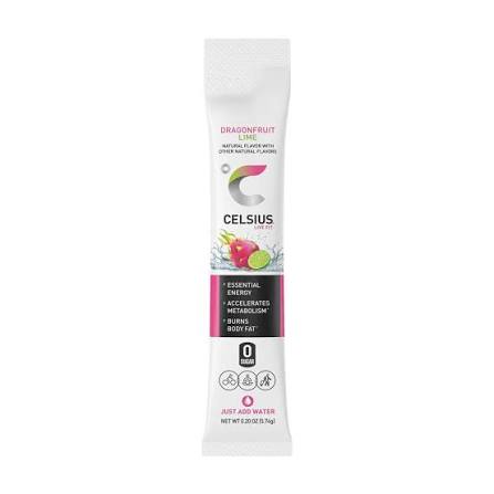 CELSIUS® On-the-Go Powder Sticks Dragonfruit Lime, Essential Energy 2.8 Oz (14 Sticks per Pack)