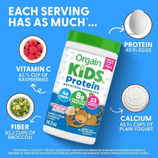 Orgain Kids Protein Powder Shake Mix, Vanilla Bean Ice Cream - 8g Grass-Fed Dairy Protein, 4g Fiber, 22 Vitamins & Minerals, Gluten Free, No Soy Ingredients, Adds Healthy Nutrients to Kids Snacks, 1lb