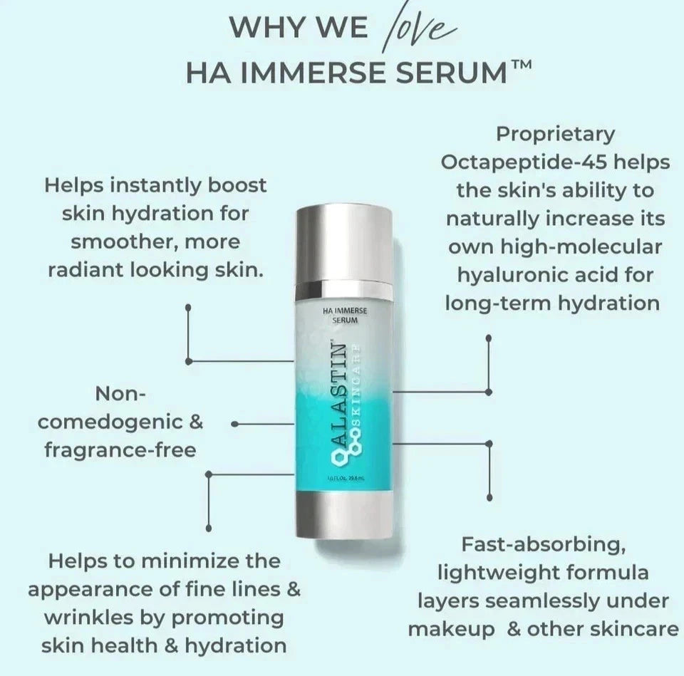 ALASTIN HA IMMERSE Serum 1.0 fl oz / 29.5 mL – Hyaluronic Acid Hydrating Serum